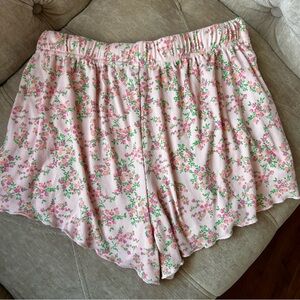 Nanette Lepore Pink Floral Lounge Shorts pockets Loveshack Fancy Boho